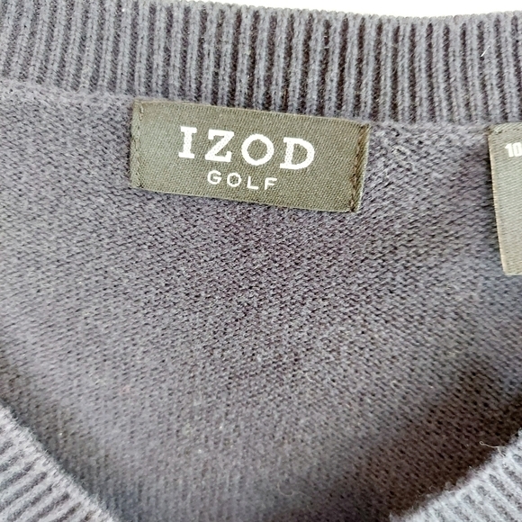 Izod Golf  V Neck Sweater Argyle Navy Blue Gray - Picture 7 of 8